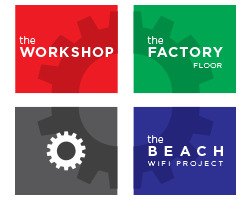 Group logo for The Workshop, The Factory Floor and The Beach WiFi Project by Kit and Caboodle