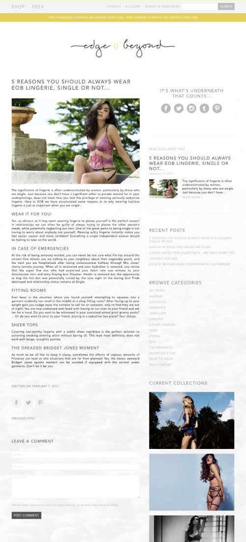 Blog for Edge o' Beyond designed by Kit & Caboodle