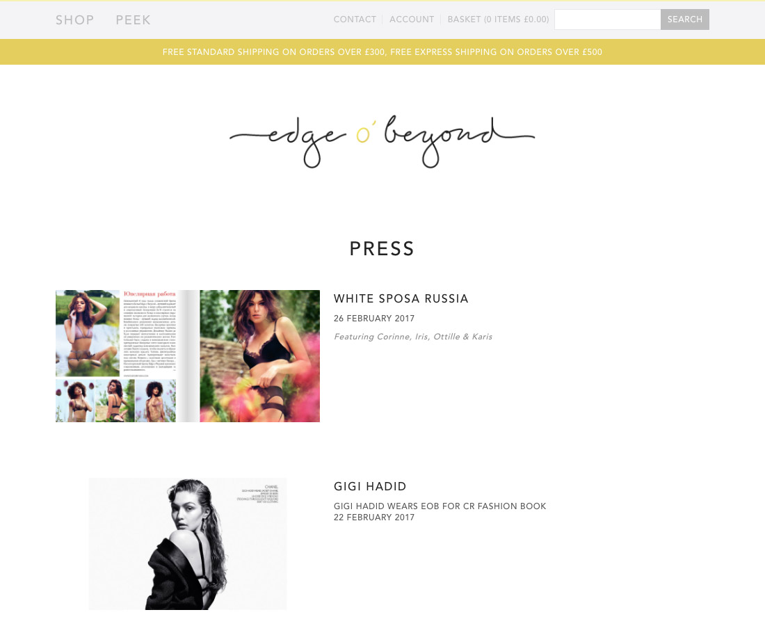 Press page for Edge o' Beyond designed by Kit & Caboodle