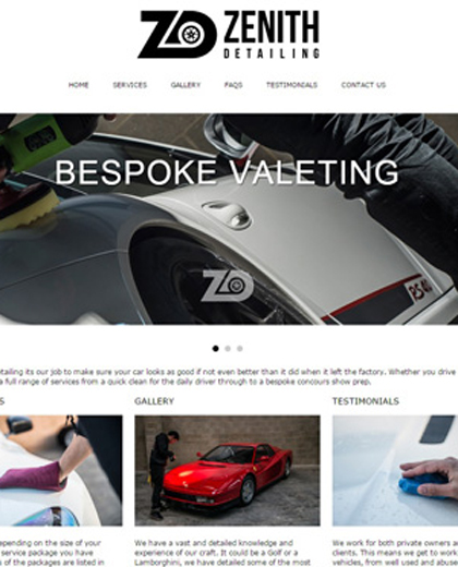 The Zenith car detailing website